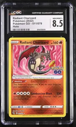 Radiant Charizard 011/078 Holo Pokemon Go Pokemon CGC 8.5 Nm/mint+ - Image 1