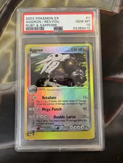 Pokemon Aggron 1/109 Ruby and Sapphire Reverse Holo PSA 10 POP 5! - Image 1