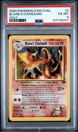 2000 POKEMON GYM CHALLENGE HOLO #2 BLAINE'S CHARIZARD PSA 6 - Image 2