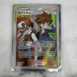 Pokemon Red & Blue TAG TEAM Full Art Ultra Rare 234/236 Cosmic Eclipse Holo - Image 1