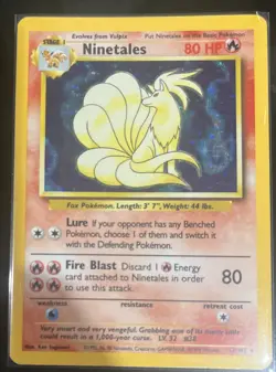 NINETALES Pokemon Card Base Set Unlimited Holo-Rare 12/102 1999 WOTC LP-NM - Image 1