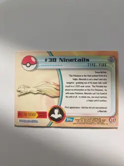 Rare Ninetales #38 Topps Black Label Non Foil Pokemon Card LP Vintage Wotc - Image 2