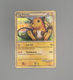 Pokemon Card Raichu HeartGold & SoulSilver Cracked Holo Rare 10/123 Near Mint - Image 1