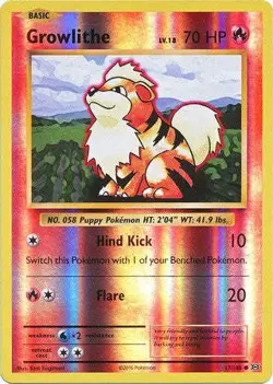 Growlithe 17/108 Common REVERSE HOLO Pokemon XY Evolutions Card - Image 1