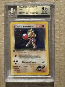 2000 Pokemon Gym Heroes 1st Edition Rocket's Hitmonchan #11 Holo BGS 9.5 - Image 1