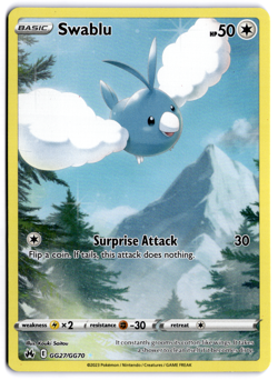 Pokemon Swablu GG27/GG70 Crown Zenith Galarian Gallery Ultra Rare Holo - Image 1