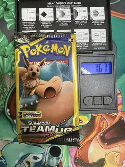 Pokemon TCG Sun & Moon Team Up Mini Booster Pack Snorlax & Eevee Sealed 7.67G - Image 1