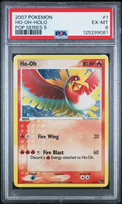 2007 POKEMON POP SER 5 #1 HO-OH-HOLO PSA 6 - Image 1