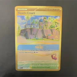 Pokemon Beach Court 263/182 SV04: Paradox Rift Gold Rare Holo Trainer-Stadium - Image 1