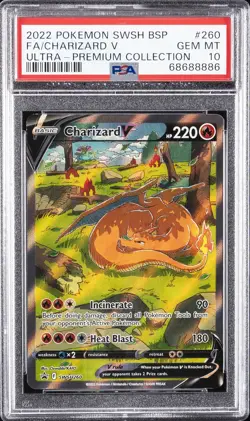 2022 POKEMON SWSH BLACK STAR PROMO #260 FULL ART/CHARIZARD V PSA 10 - Image 1