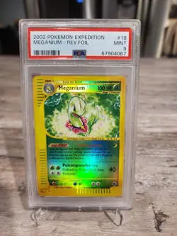 PSA 9 MINT Pokemon MEGANIUM Reverse Holo Rare 2002 Expedition #18/165 WOTC - Image 1