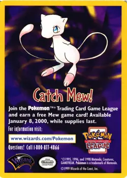 Pokemon TCG Catch Mew 1999 Wizards of the Coast Movie Promo VLP - Image 1