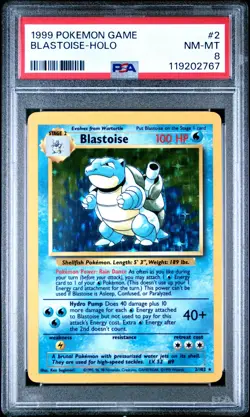 1999 Pokemon Blastoise Holo 2/102 Base Set Unlimited PSA 8 WOTC Vintage - Image 1