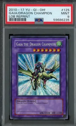 Yugioh Gaia the Dragon Champion LOB-125 PSA 9 MINT Blue Eyes White Dragon SECRET - Image 1