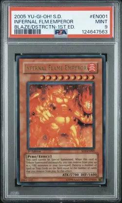 2005 Yu-Gi-Oh! Infernal Flame Emperor SD3 1st Edition Ultra Rare PSA 9 - Image 1