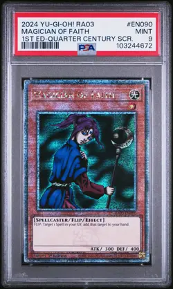 2024 YU-GI-OH! RA03-QUARTER CENTURY BONANZA #EN090 MAGICIAN OF FAITH PSA 9 - Image 1