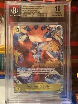 One Piece OP - Monkey D. Luffy pre-release WINNER PROMO OP03 P-036 - BGS 10 - Image 1