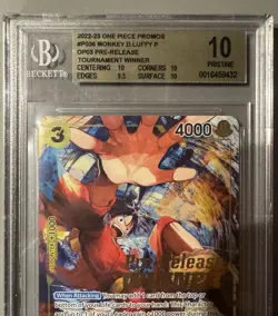 One Piece OP - Monkey D. Luffy pre-release WINNER PROMO OP03 P-036 - BGS 10 - Image 3
