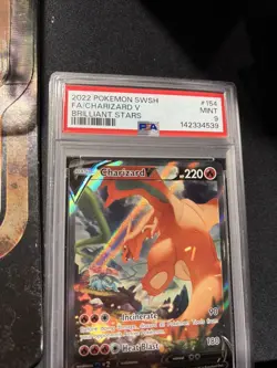 Charizard V 154/172 SW&SH Brilliant Stars Full Art PSA 9 Graded Pokemon Card WOW - Image 3