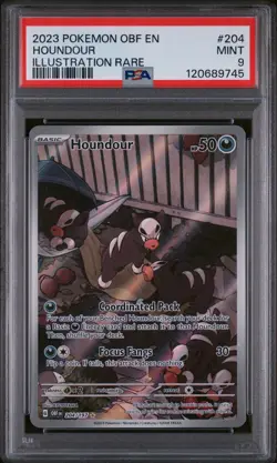 Houndour 204/197 - Obsidian Flames Illustration Rare (PSA 9) - Pokemon TCG - Image 1