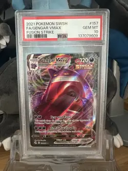 2021 POKEMON SWORD & SHIELD FUSION STRIKE #157 FULL ART/GENGAR VMAX PSA 10 - Image 1