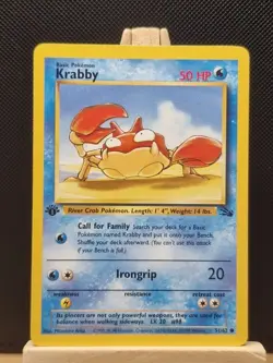 Pokemon 1999 WOTC 1st Edition Fossil Krabby 51/62 - Near Mint - Image 1