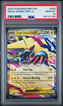 2025 POKEMON MEG EN-MEGA EVOLUTION #050 MEGA MANECTRIC EX PSA 10 - Image 1