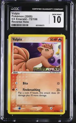 Vulpix 72/106 Reverse Holo EX Emerald Pokemon CGC 10 Gem Mint - Image 1