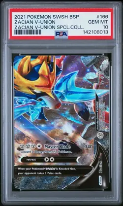 2021 POKEMON SWSH BLACKSTAR PROMO | ZACIAN V-UNION SPECIAL COLLECTION 166 PSA 10 - Image 1