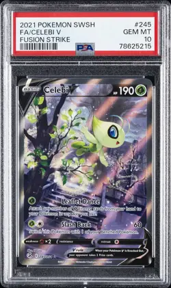2021 POKEMON SWORD & SHIELD FUSION STRIKE #245 FULL ART/CELEBI V PSA 10 - Image 1