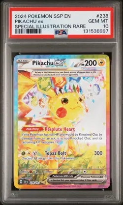 2024 POKEMON SSP EN-SURGING SPARKS SPECIAL ILLUSTRATION RARE PIKACHU EX PSA 10 - Image 1