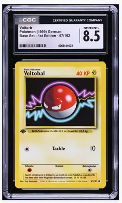 1999 😺 CGC-8.5 - Voltobal #67/102 German 1st Edition Pokemon - Image 1