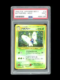 Pokemon PSA 9 MINT Butterfree Neo Discovery Japanese 2000 Holo Rare Card - Image 1
