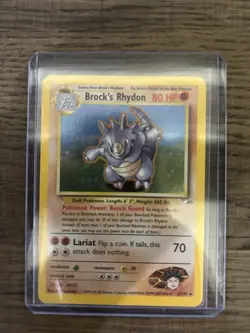 Pokemon TCG Brock's Rhydon Gym Heroes Holo Rare 002/132 Unlimited 80HP Lariat 70 - Image 1