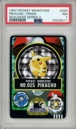Pokemon Card Pikachu No. 025 Prism Holo Sealdass Series 2 1997 PSA 7 NM - Image 1
