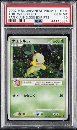 2007 POKEMON JPN PROMO FAN CLUB 2,000 EXP PTS. #001 TURTWIG-HOLO PSA 10 - Image 1