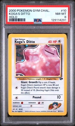PSA 8 Koga's Ditto Rare NM-MT #10 Gym Challenge 2000 Pokemon 129114291 - Image 1