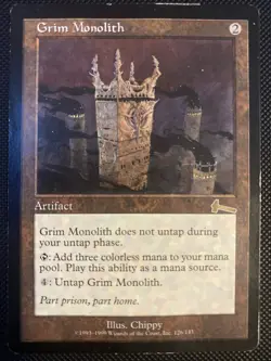 English - MTG Grim Monolith - Urza’s Legacy - Damaged, Sleeve Playable - Image 1