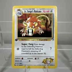 Pokemon Lt. Surge's Raticate 51/132 1st Edition Gym Heroes Pokemon Card - Image 1