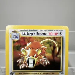 Pokemon Lt. Surge's Raticate 51/132 1st Edition Gym Heroes Pokemon Card - Image 2