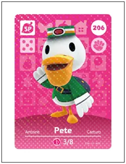 206 Pete, Animal Crossing Amiibo Card - Series 3, Authentic, NM - Image 1