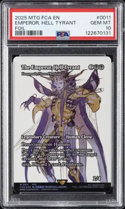 2025 MTG FINAL FANTASY THROUGH THE AGES FOIL THE EMPEROR, HELL TYRANT PSA 10 - Image 1