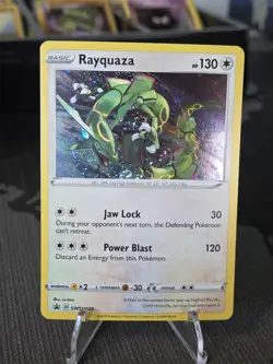 DOUBLE 🔥 SWIRL 🌀 Rayquaza SWSH029 Cosmos Holo Rare Crown Zenith Pokemon - Image 1