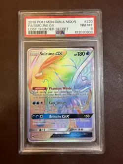 Pokemon TCG - Suicune GX 220/214 PSA 8 NM-MT | Secret Rare Lost Thunder - Image 1