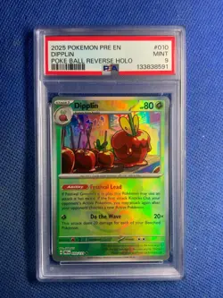 2025 POKEMON PRE EN-PRISMATIC EVOLUTIONS POKE BALL REVERSE HOLO DIPPLIN PSA 9 - Image 1