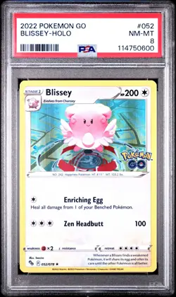 2022 POKEMON GO #052 BLISSEY-HOLO PSA 8 - Image 1