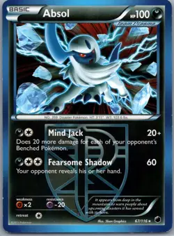 Absol 67/116 Holo Rare Plasma Freeze Pokemon Lightly Played - Image 1