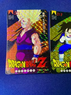 Dragon Ball Z TV Phone Prism Card Lot x4 Gohan Vegeta Goku 1990s Japan - Image 2