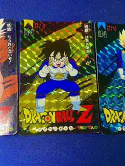 Dragon Ball Z TV Phone Prism Card Lot x4 Gohan Vegeta Goku 1990s Japan - Image 3
