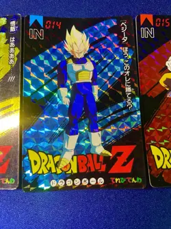 Dragon Ball Z TV Phone Prism Card Lot x4 Gohan Vegeta Goku 1990s Japan - Image 4